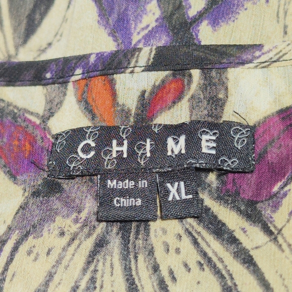 Chime Sheer XL Multicolor Patterned Women's Top - Picture 6 of 6